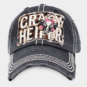 CRAZY HEFIER ADJUSTABLE BASEBALL CAP w/EMBROIDERED TRUCKER PATCH
